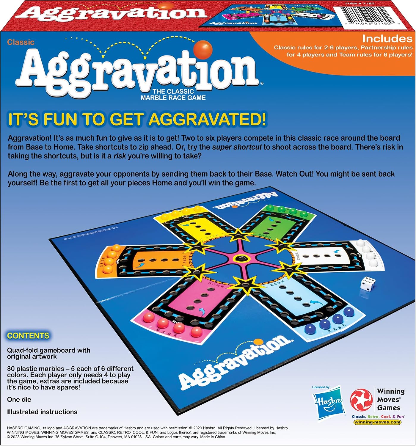 Aggravation, Classic Marble Race Game, by Winning Moves Games USA | For 2 to 6 Players, Ages 6+, Great For Kids - Image 3