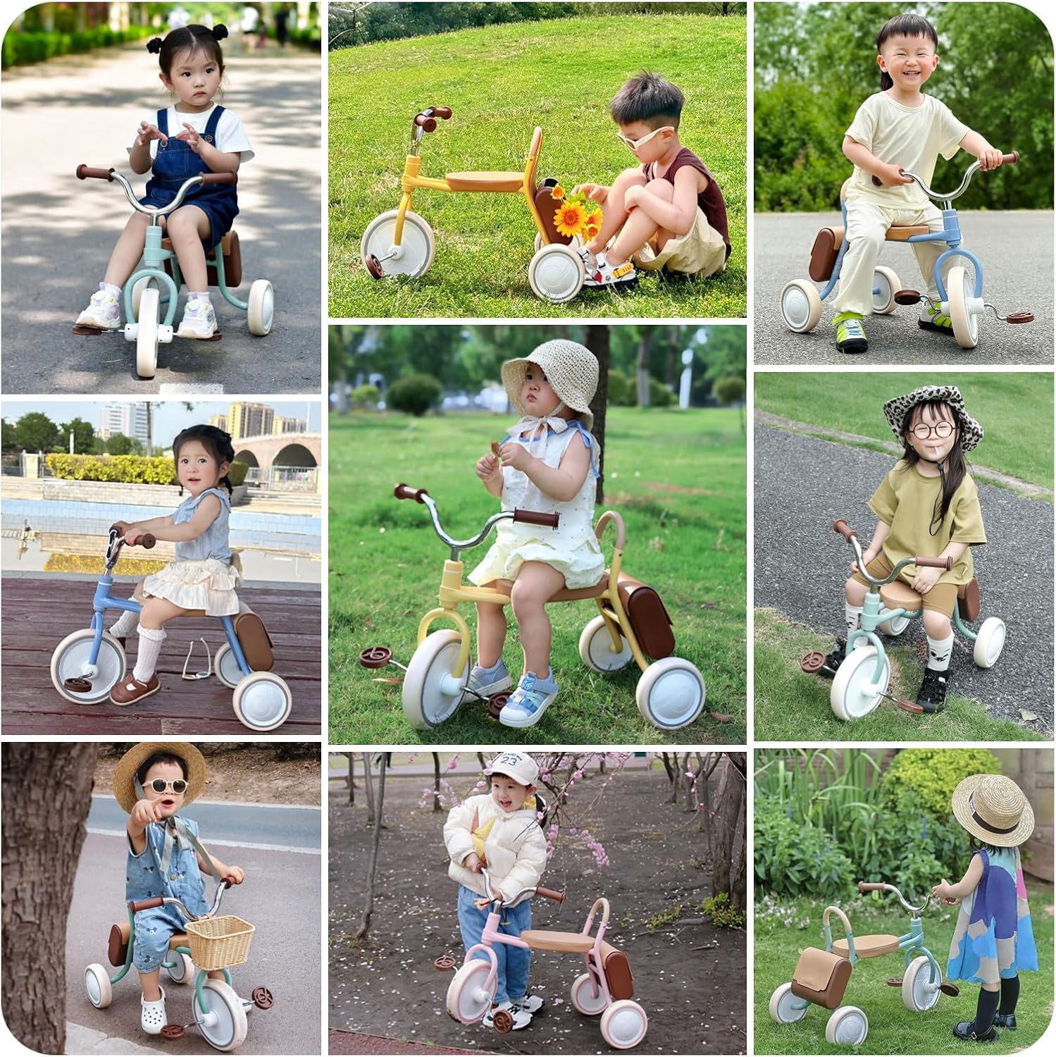 Kidpop Mate Toddler Tricycle Age 2.5-4 Kids First Birthday Gift Toy Bike with Handlebar Grips & Storage for Outdoor Play (Green) - Image 6