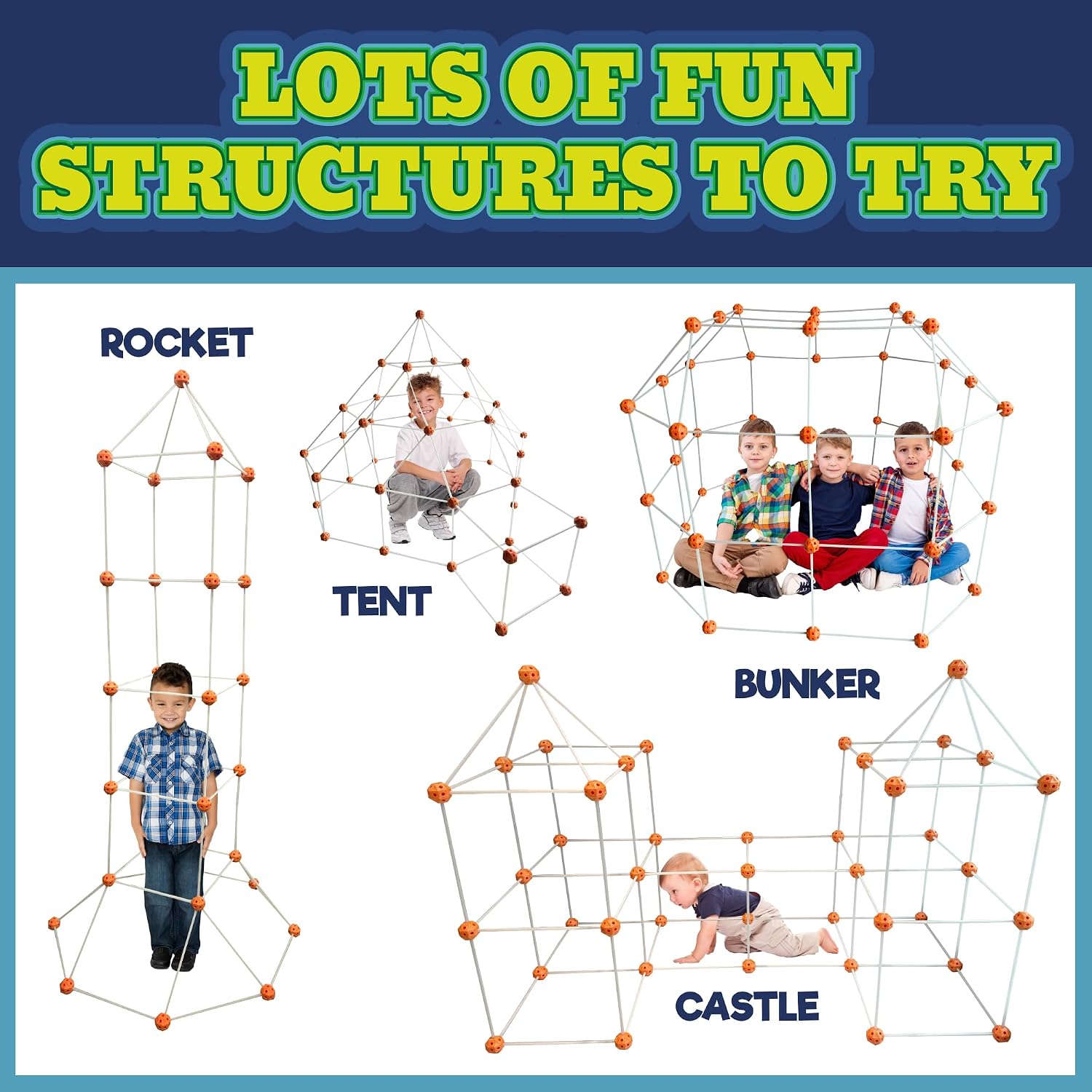 KiddyPlay Mega Forts - 130 Piece Fort Building Kit For Kids - Glow in the Dark DIY Fort Making Kit - Build a Fort Building Kit - STEM Building Toys For Kids - Image 5
