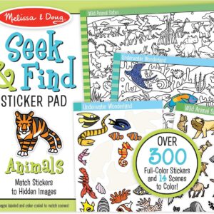 Melissa & Doug Seek & Find Sticker Pad – Animals, 400+ Stickers & 14 Scenes to Color, Search & Find Sticker Activity Pad for Coloring & Matching, Creative Learning Toys for Kids 4+ – FSC Certified