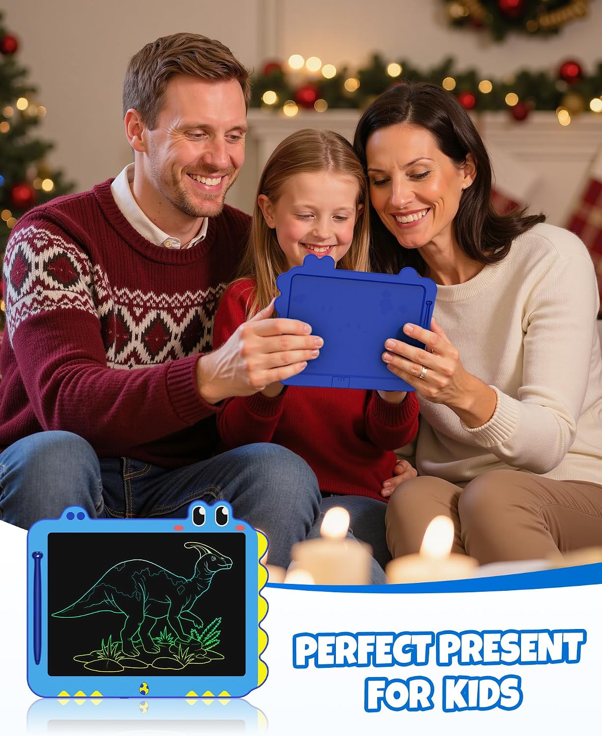 ORSEN 12 Inch LCD Doodle Board Tablet Toy - Green Dinosaur Drawing Pad for Kids 3-6 Years Old - Christmas and Birthday Gifts Blue - Image 7