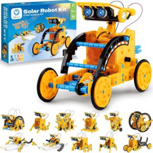 Sillbird Solar Building Robot Kit STEM Gift for Boys Age 8-13, 12-in-1 DIY Educational Science Toys for Kids Birthday, Powered by the Sun Robotics Set with 190 Pieces