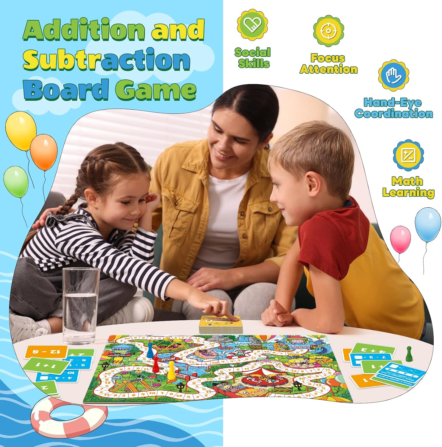 Broytain Addition and Subtraction Math Games for Kids,Addition & Subtraction,Educational Learning Board Games for Boys and Girls Ages 5 6 7 8,Classroom Travel Indoor Outdoor Family Games - Image 5