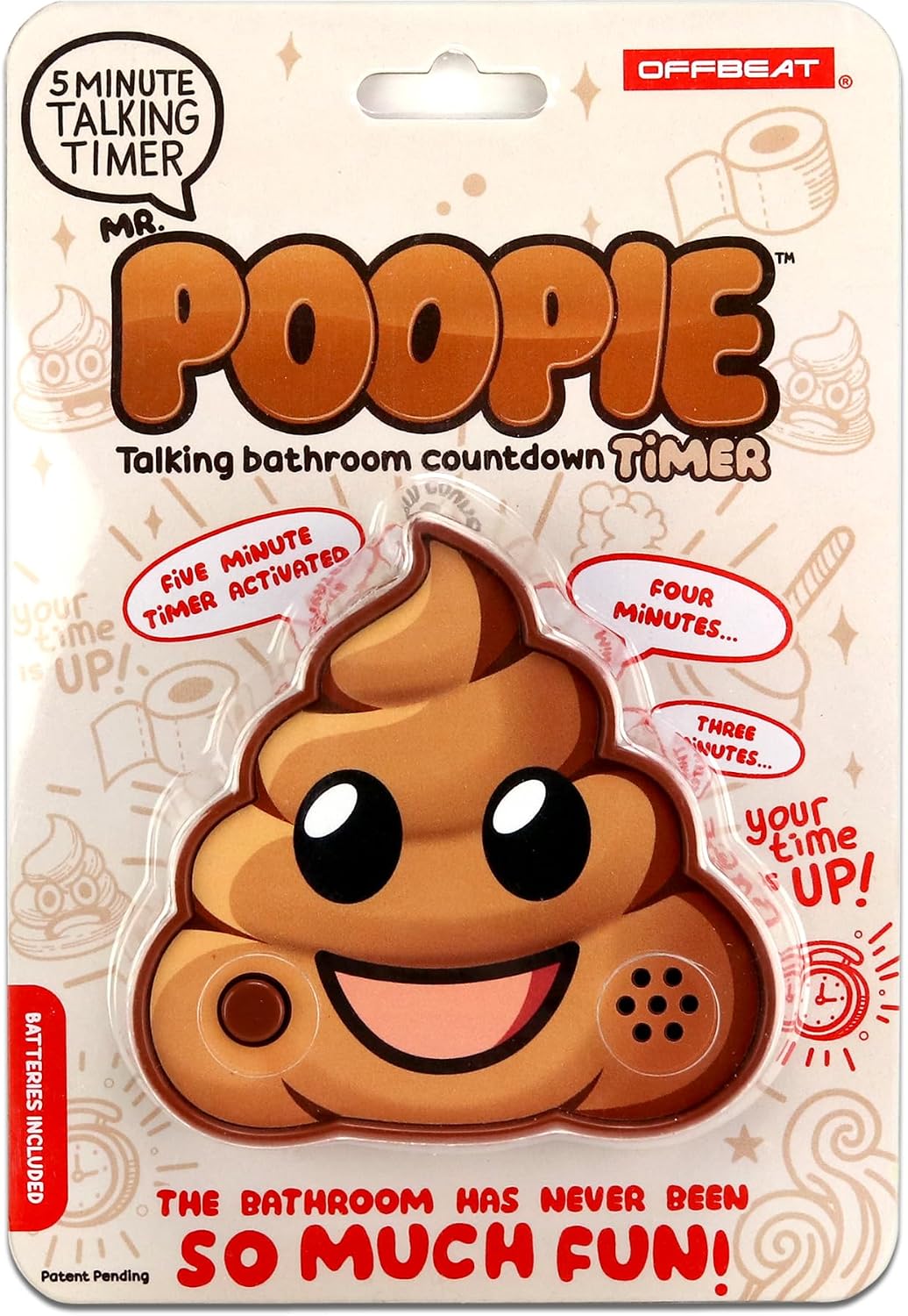 Ms. Poopie Funny Electronic 5 Minute Talking Toilet, Bathroom Timer, Fun Gag Gift, Potty Trainer, White Elephant Gift, for Dad or Kids, Office Prank, Stocking Stuffer (MS. POOPIE)