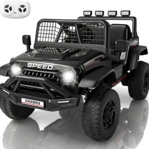 Hikole 24V Ride On Toys for Big Kids, 24V Power Wheels with Remote Control, 3 Speed, Bluetooth, Music, Soft Start, Birthday for Boys Girls Toddler, Black