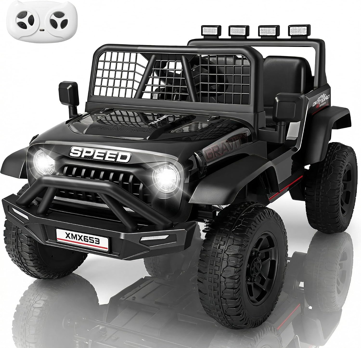 Hikole 24V Ride On Toys for Big Kids, 24V Power Wheels with Remote Control, 3 Speed, Bluetooth, Music, Soft Start, Birthday for Boys Girls Toddler, Black
