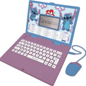 Lexibook – Disney Stitch – Bilingual English/Spanish Educational Laptop, 124 Language Activities, Writing, Maths, Logic, Music and Games, Boys and Girls, JC598Di2