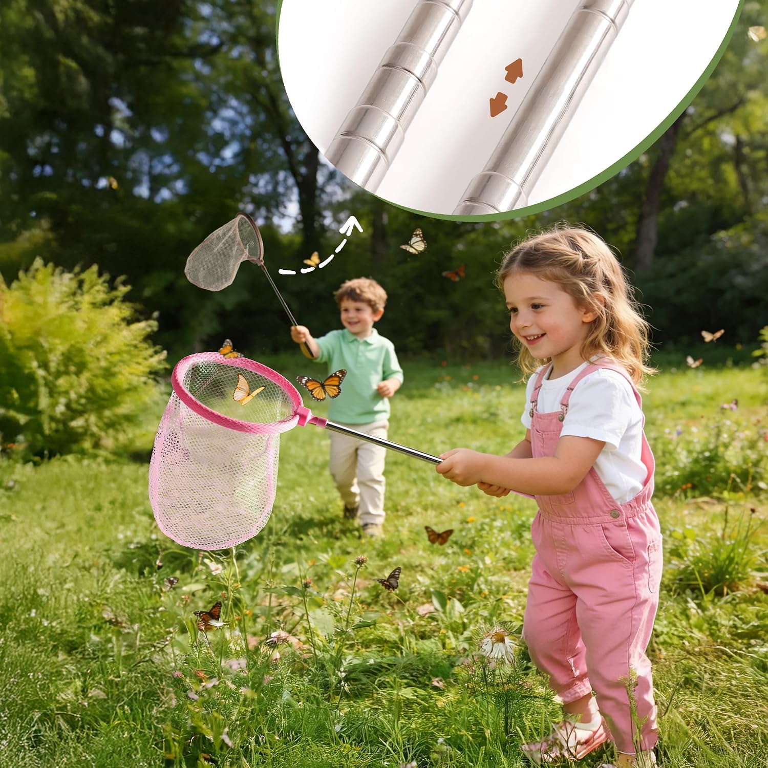 ROBOTIME Twin Color Catcher Kit for Kids: 2-Person Outdoor Explorer Set with Green & Pink Gear | Complete Hunting Kit for Siblings & Friends Ages 3+ - Image 5