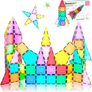 PicassoTiles Magnetic Building Block Rocket Booster Theme Set Magnet Construction Toy Educational Kit Engineering STEM Learning Playset Child Brain Development Stacking Blocks Playboard PT32