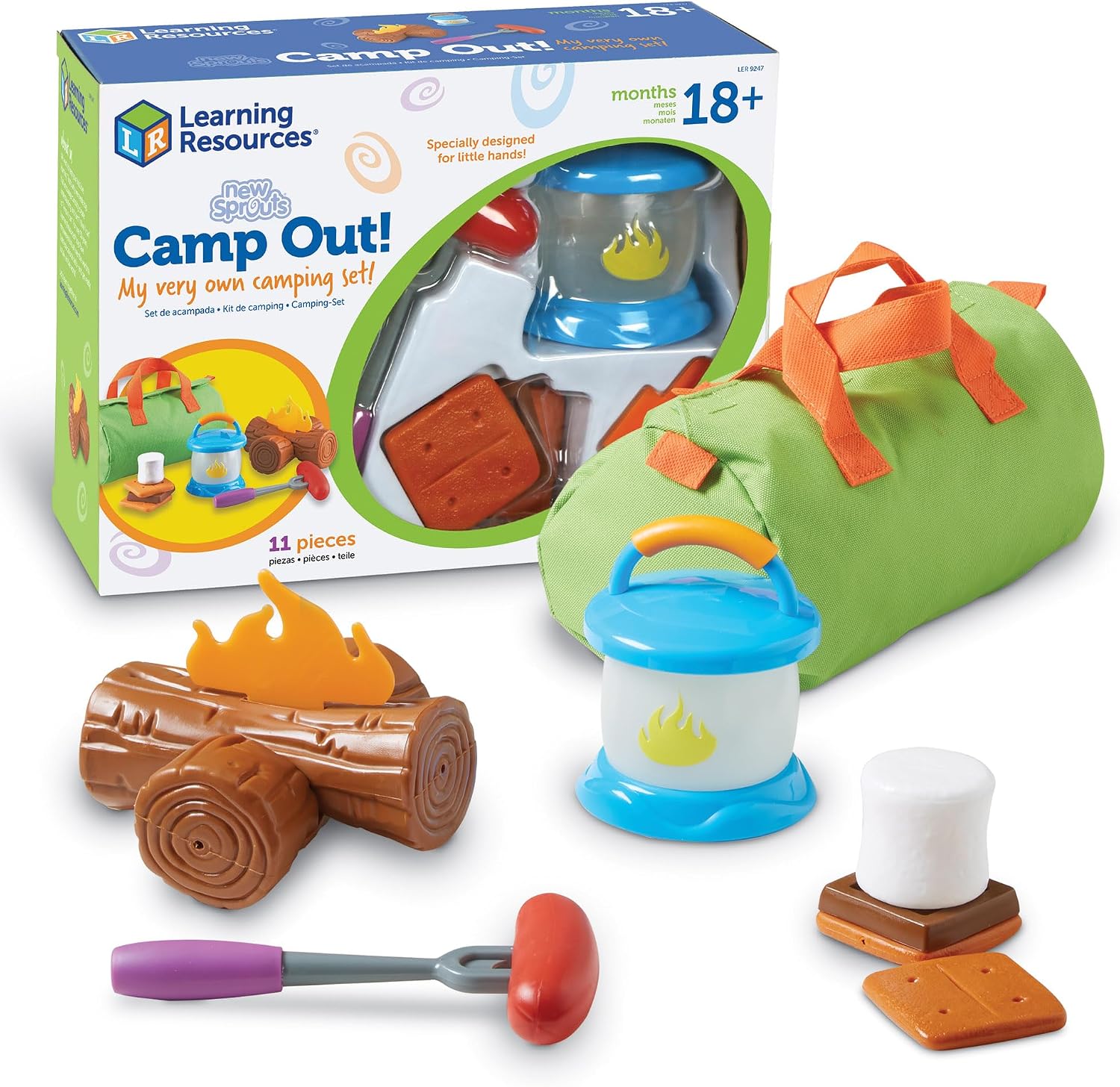 Learning Resources New Sprouts Camp Out! My Very Own Camping Set - 11 Pieces, Ages 18+ Months, Toddler Outdoor Toys, Prentend and Play, Gift for Birthday