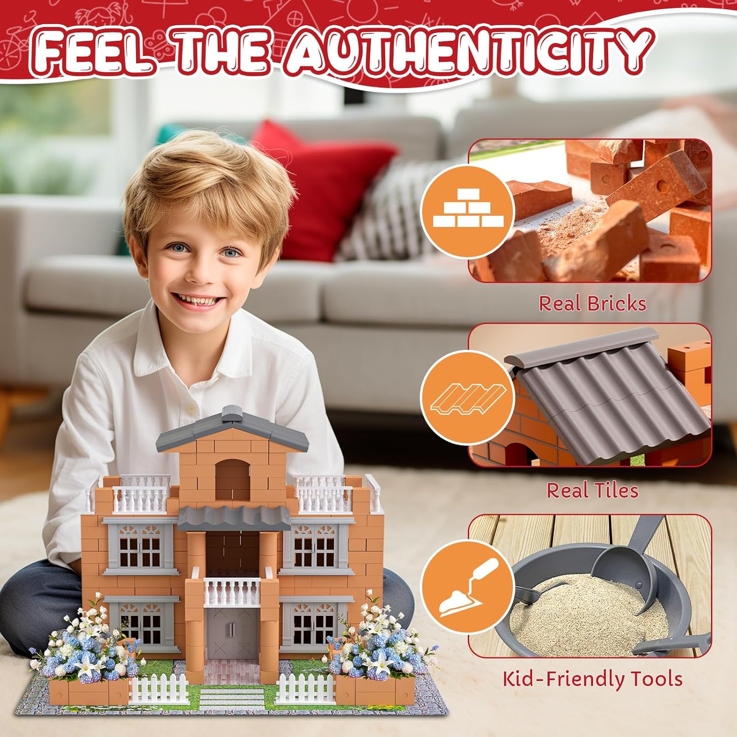 Mini House Building Kit for Kids 8+, Tiny House STEAM Creation with Real Bricks & Tiles, Miniature House Kit Craft Set, Tiny Home Kit DIY Small House Construction Toy - Image 2