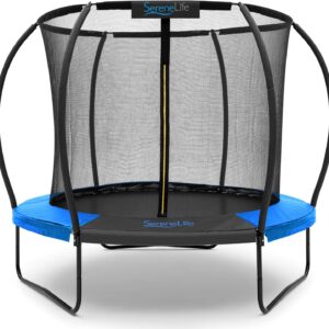 SereneLife 8FT 10FT 12FT 14FT Outdoor Trampoline for Kids and Adults – ASTM Certified Heavy-Duty Backyard Trampoline with Safety Poles, Net Enclosure, and Stable Anti-Rust Frame