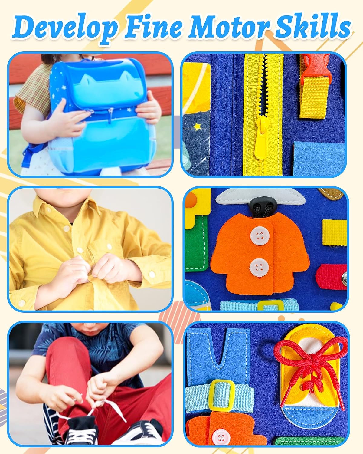 Exorany Busy Board Montessori Toys for Toddler Boys & Girls Birthday Gifts, Sensory Toys for Toddlers, Educational Travel Preschool Toddler Activities Learning Fine Motor Skills - Image 2
