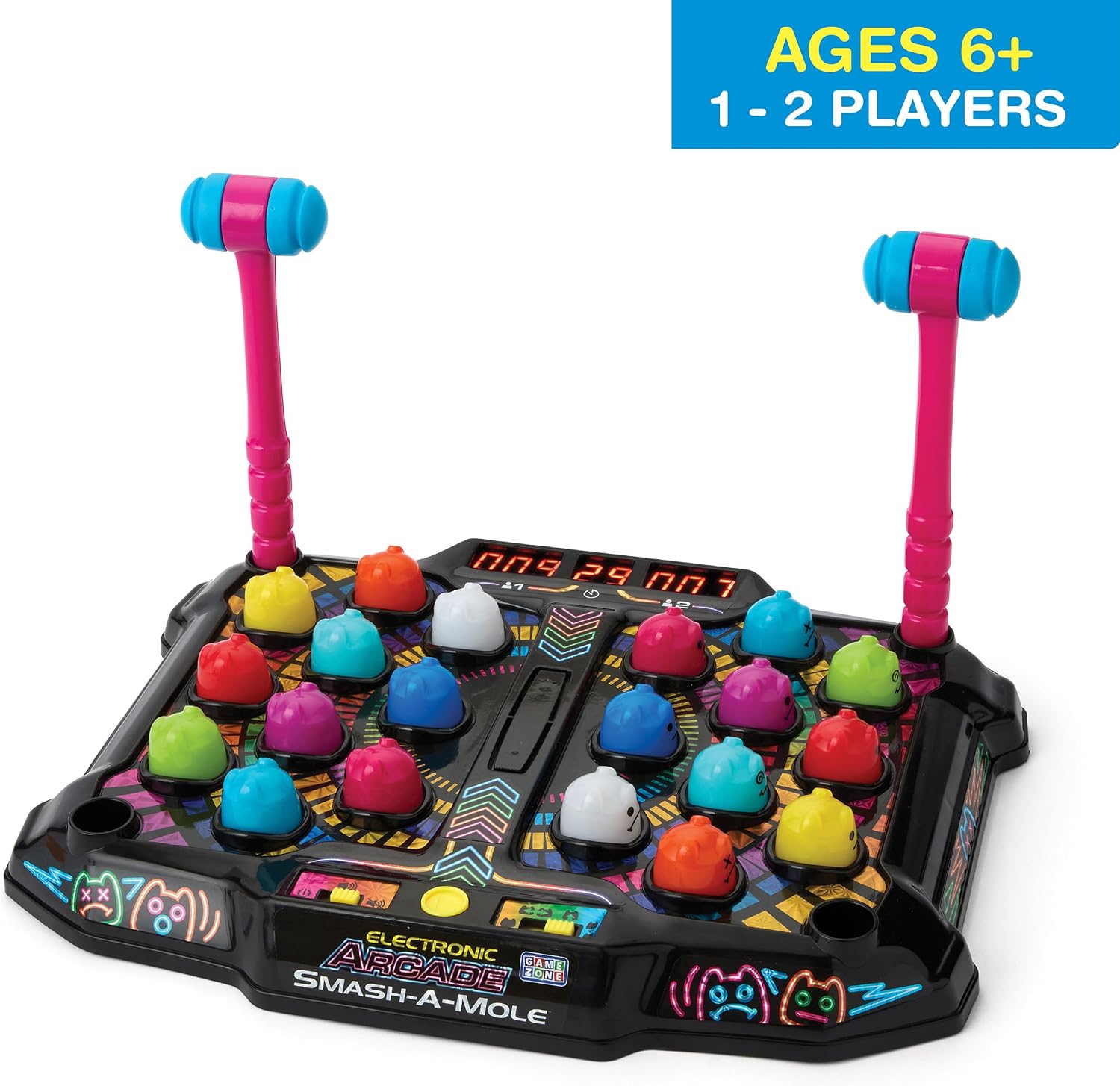 Game Zone Smash-A-Mole – Electronic Arcade Game with Lights & Sounds – 4 Game Modes – Ages 6+ - Image 2