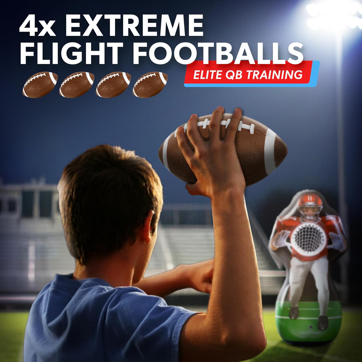 GoSports Inflataman Football Challenge - Includes 4 Rubber Footballs, Ball Pump, and Scoreboard - Inflatable Receiver Touchdown Toss Game - Image 5