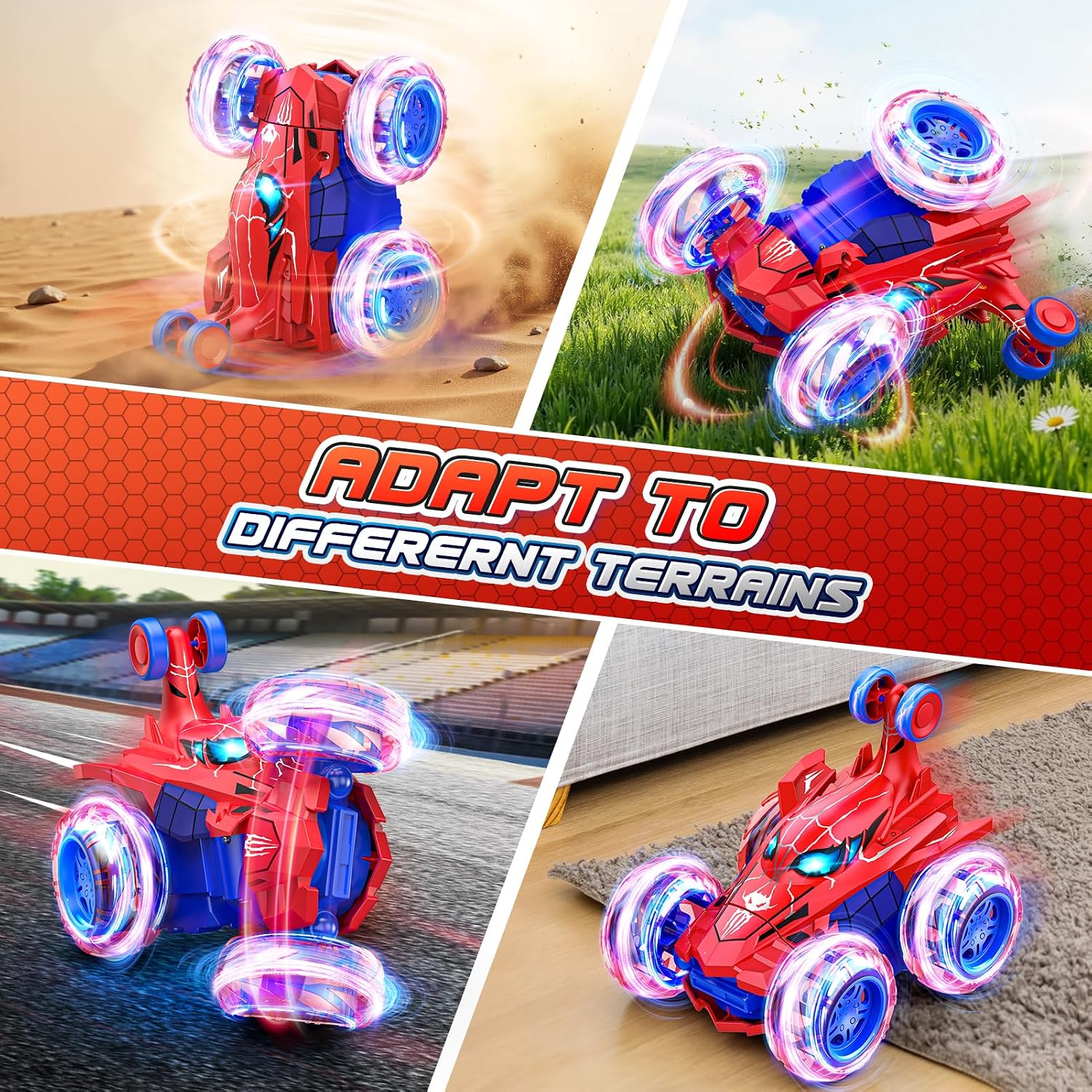 Spider remote control car rc cars toys,Cool rechargeable stunt rc car with 360 flips 4WD wheel with bright light,Fun outdoor toys gifts for kids birthday or Chritmas age 4 5 6 7 8 9 10 11 12 years old - Image 6