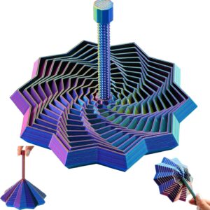3D Printed Star Fidget Toys Adults Teen with Detachable Handle, Dual Motion Sensory Toys with Auditory Feedback,Color-Changing Spiral for Stress Relief and Focus,Gifts for ADHD and Office Desk