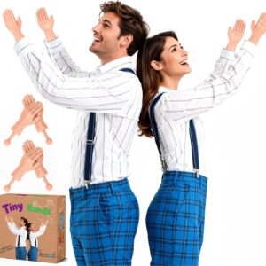 Tiny Hands (2 Pairs Light Color), Mini Hand Puppet on a Stick, Fake Small Hands for Costumes and Pranks, Doll Hands for Novelty Gifts, Make Anyone Laugh
