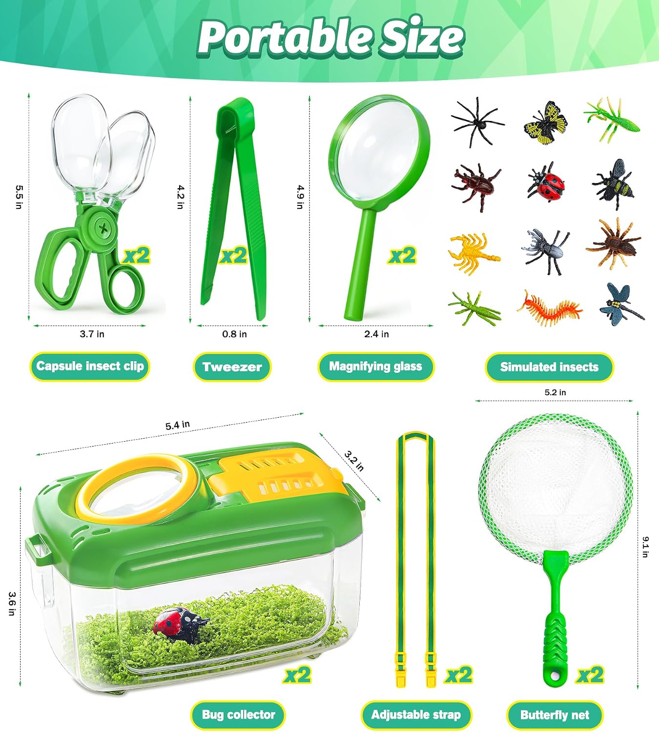 Bug Catcher for Kids, 22 PCS Bug Catching Kit with Bug Collector Toy Bugs Butterfly Net Magnifying Glass Insect Catcher Tweezers, Outdoor Explorer Kit for Kids Age 3 4 5 6 7 8 - Image 7