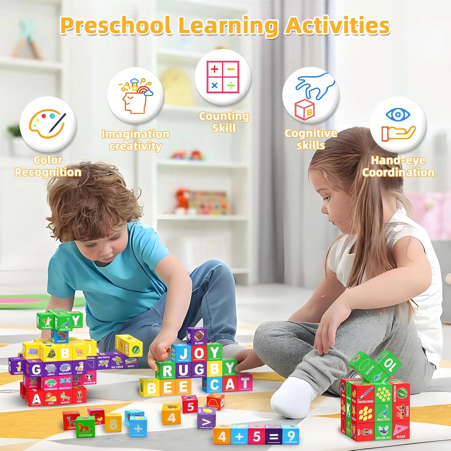 Magnetic Blocks for Toddlers 1-3, 1.4 inch Large Building Blocks Number ABC Learning Toys for 1 2 3 4 5+ Year Old Boys Girls Educational Montessori Toys for Preschool Activities 36PCS STEM Magnet Cube - Image 6