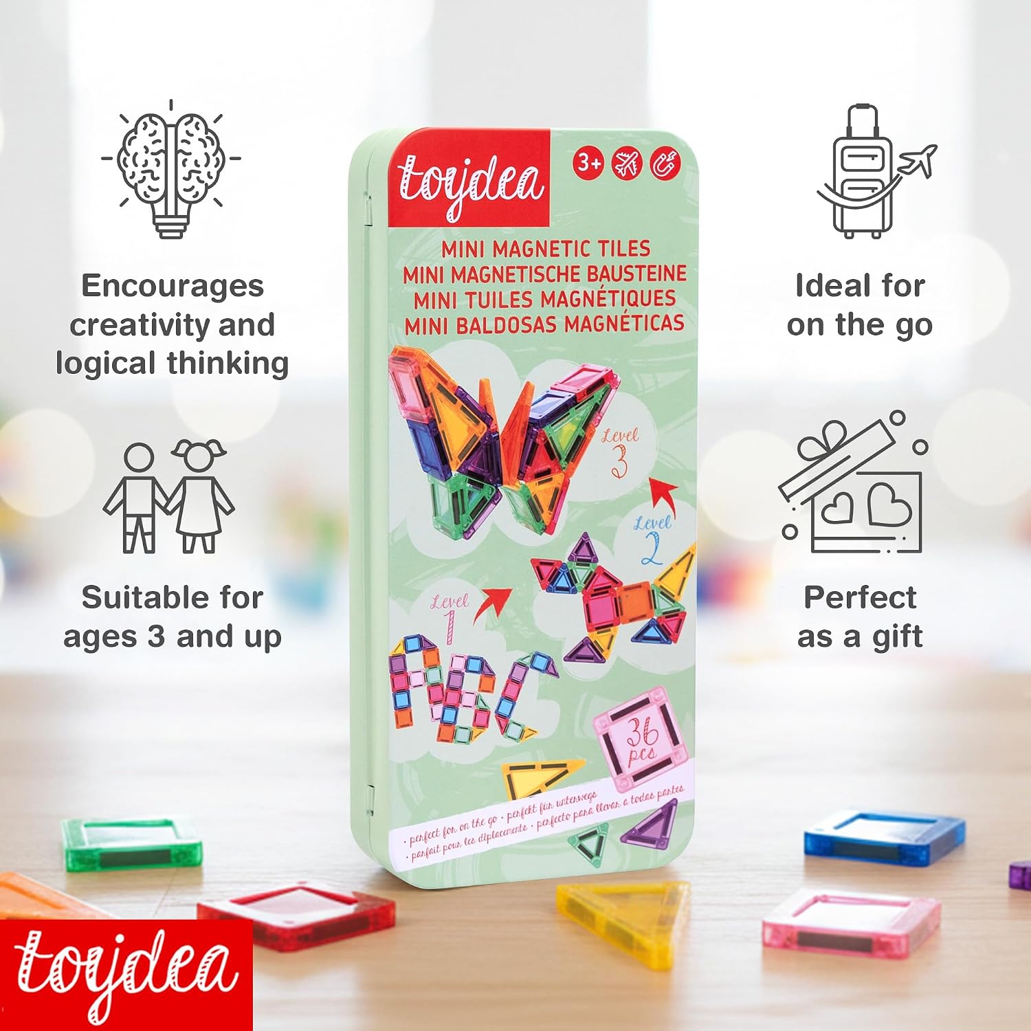 Magnetic Tiles for Kids, 36 PCS Mini Magnetic Building Blocks, STEM Construction Set, Travel Toys for Toddlers Age 3-8 - Image 3