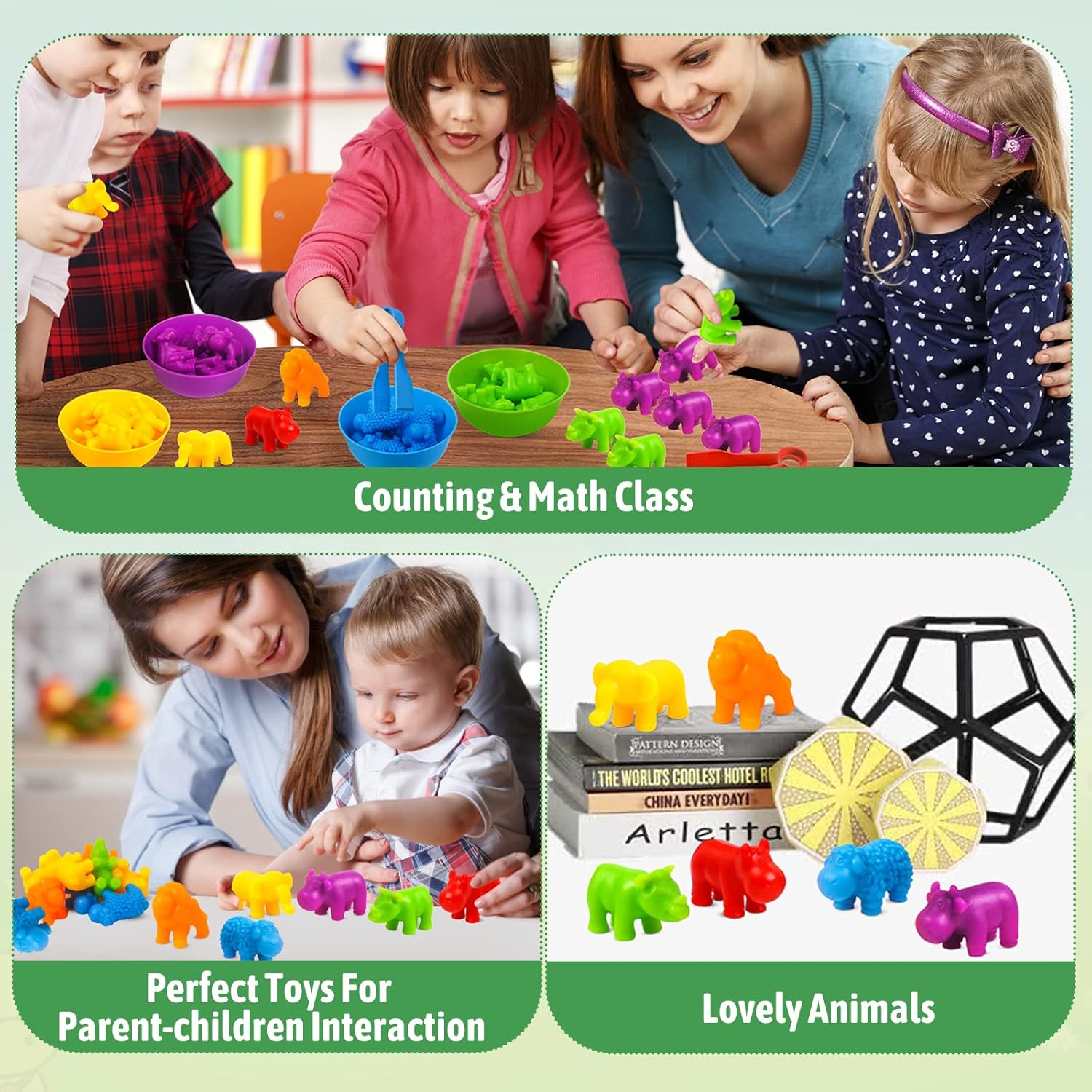 RAEQKS Counting Sorting Toys Matching Stacking Toys with Bowls Preschool Learning Activities Educational Sensory Game Montessori STEM Toy Daycare Sets Animals Gifts for Toddlers Kids Boys Girls - Image 6