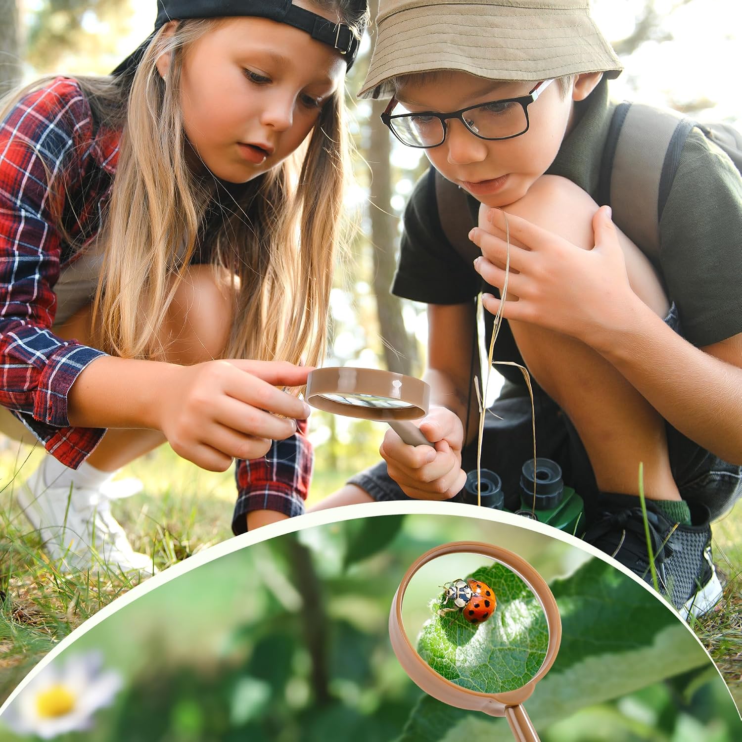 ROBOTIME Twin Color Catcher Kit for Kids: 2-Person Outdoor Explorer Set with Green & Pink Gear | Complete Hunting Kit for Siblings & Friends Ages 3+ - Image 6