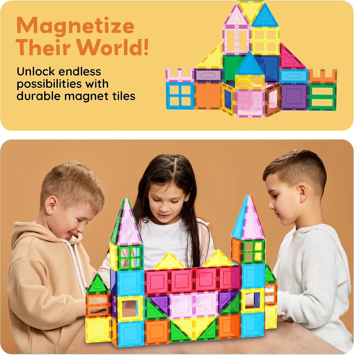 PicassoTiles 101 PCs Magnetic Tiles Building Blocks with Car & Drawstring Carry Bag Toy Storage Magnet Block for Toddlers Kids STEM Toy Set Educational Tile Learning Brain Development Ages 3+ PC101 - Image 7