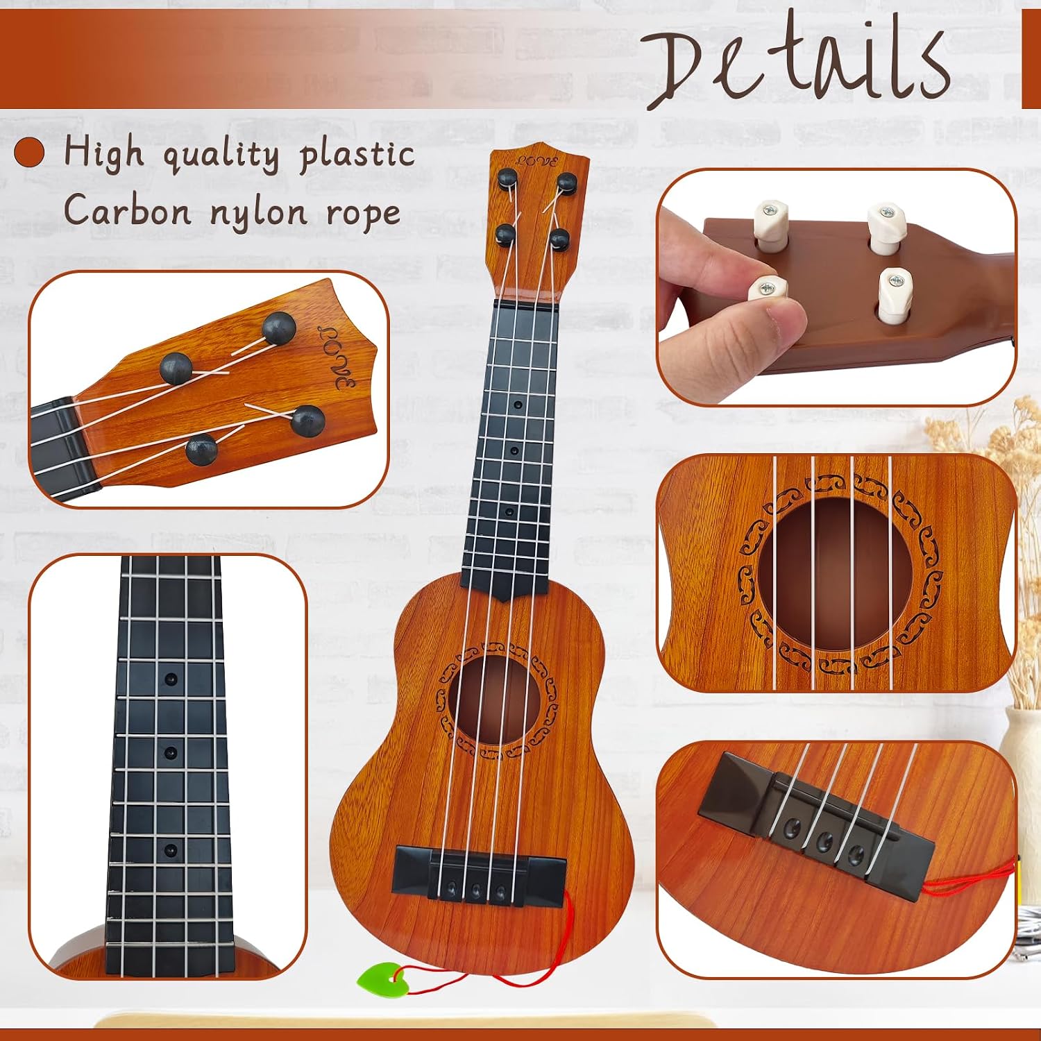 Kids Toy Ukulele Guitar,17 Inch Classical Guitar Musical Toy,4 Strings Guitar Ukulele Educational Learning Toy for Toddlers and Preschoolers - Image 3