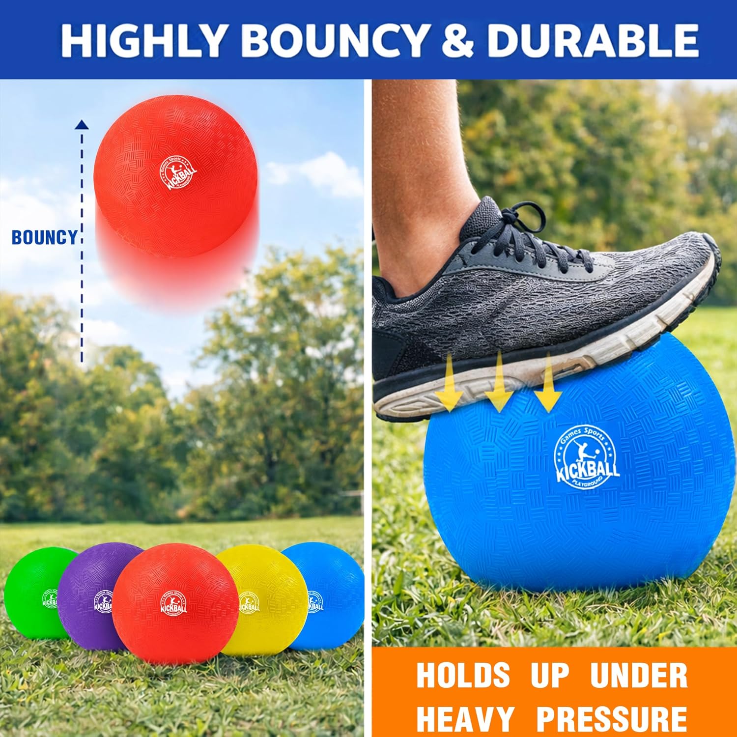 8.5 Inch Kickball Set, Dodgeballs 6 Pack,12 Pack,Playground Balls for Kids&Adults, Bouncy Balls Includes Pump and Storage Bag, Handball for Outdoor & Indoor Games, Boys and Girls Gift with Gift Box - Image 5