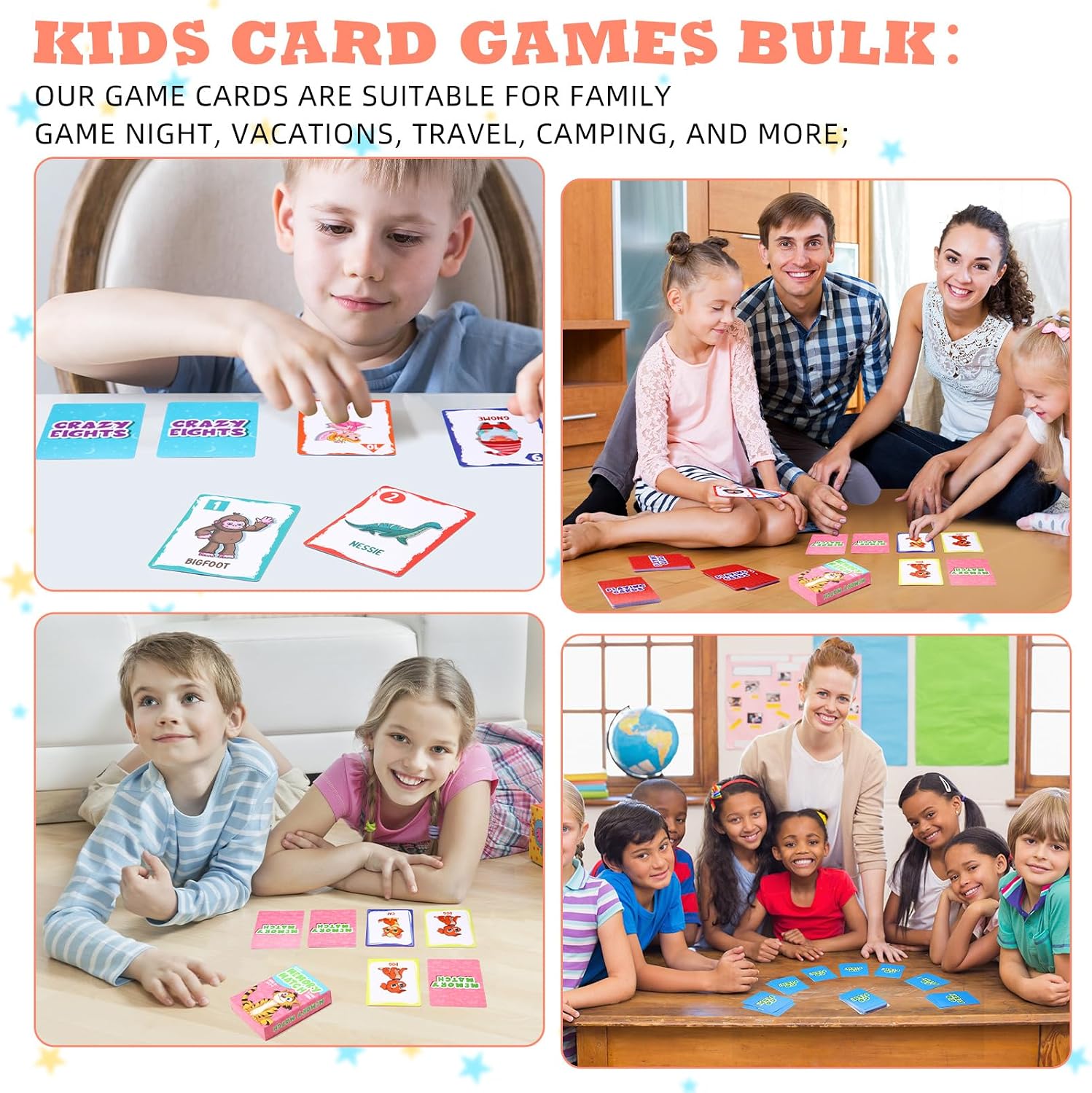 Zubebe 14 Pack Kids Card Games Gifts Bulk Classic Playing Card Game Set for Kids Includes Go Fish, Old Maid, Crazy Eights, Memory Match, Slap Jack, Playing Toy for Party Favors (Classic) - Image 5
