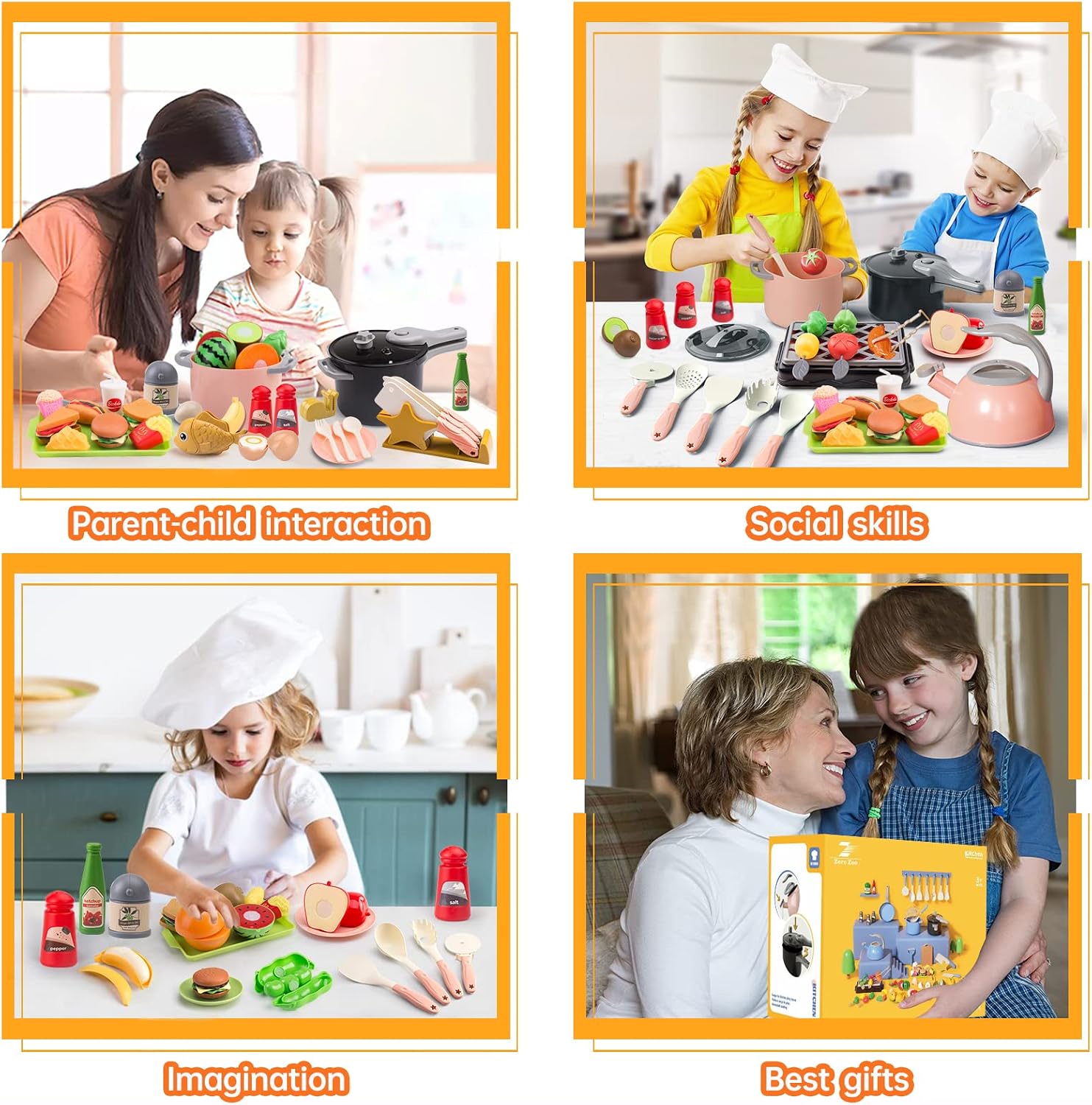 105Pcs Kids Kitchen Toy Accessories, Toddler Pretend BBQ Camping Cooking Playset, Play Pots, Pans, Utensils Cookware Toys, Play Food Set, Vegetables, Learning Gift for Girls Boys - Image 8