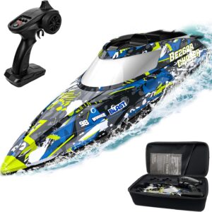 BEZGAR TX123 Remote Control Boats – Fast Speed RC Boat 32+ KPH with A Portable Suitcase for Lakes & Pools & Salt Water, Summer Toys for Adults and Ideal Gifts for Kids Boys Age 6 7 8-12 Years Old
