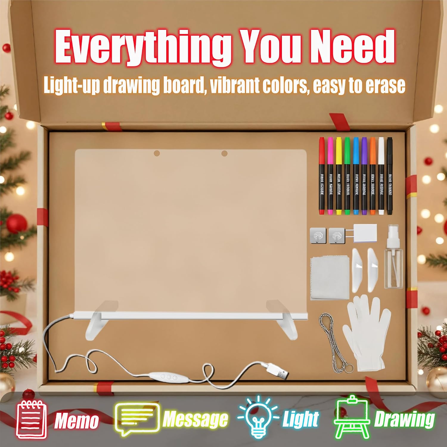 Led Note Board with Colors,Acrylic Dry Erase Board with Light,Acrylics Light Up Drawing Board,Rewritable Led Acrylic Drawing Board with 7 Color Markers (B-11.8 inch x 7.8 inch) - Image 5