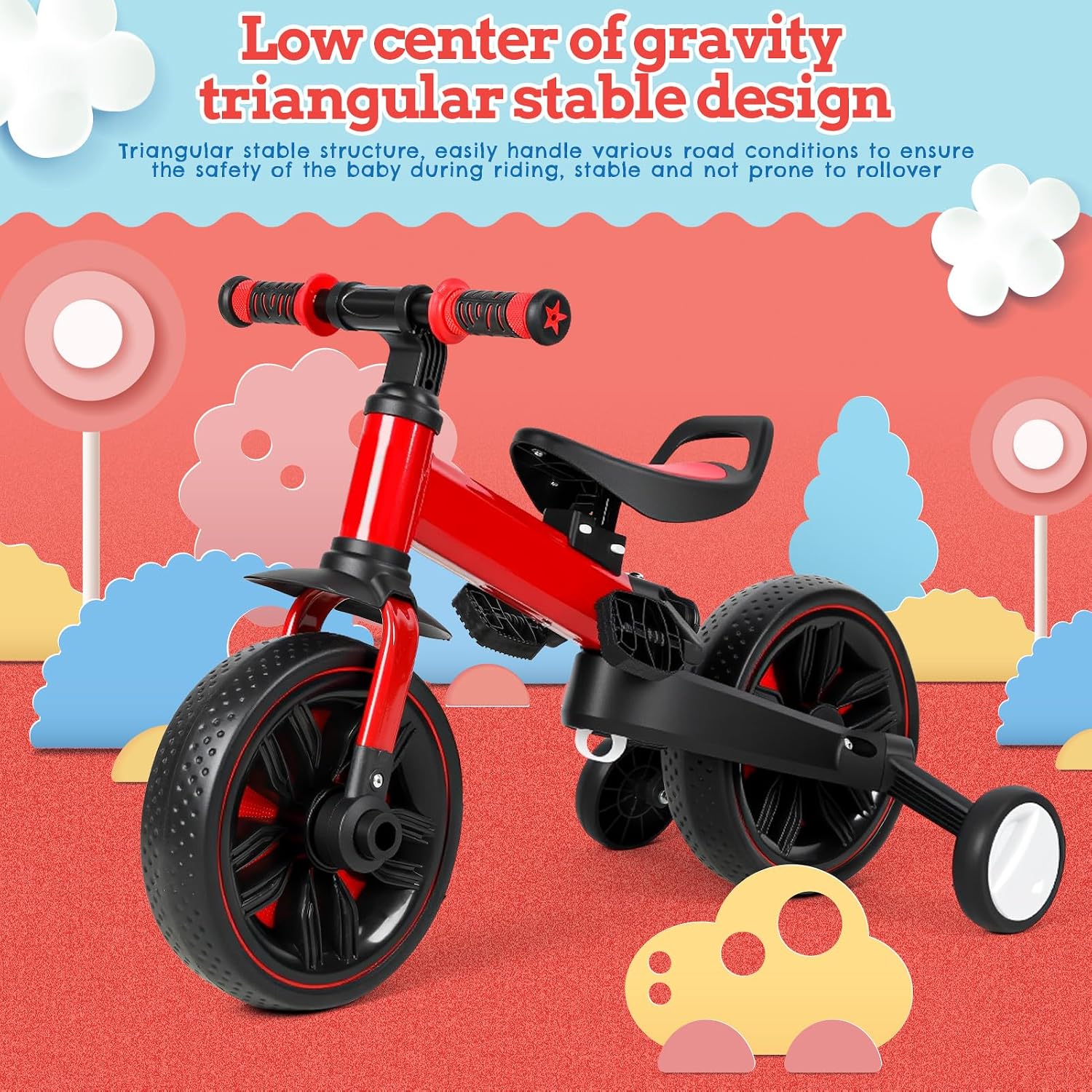 Toddler Bike 6-in-1 Tricycle for Toddlers 1-6, Kids Bike & Balance Bike with Push Handle, Foldable Toddler Balance Bike & Bicycle,Perfect Boys and Girls Birthday Gift and Toys - Image 7