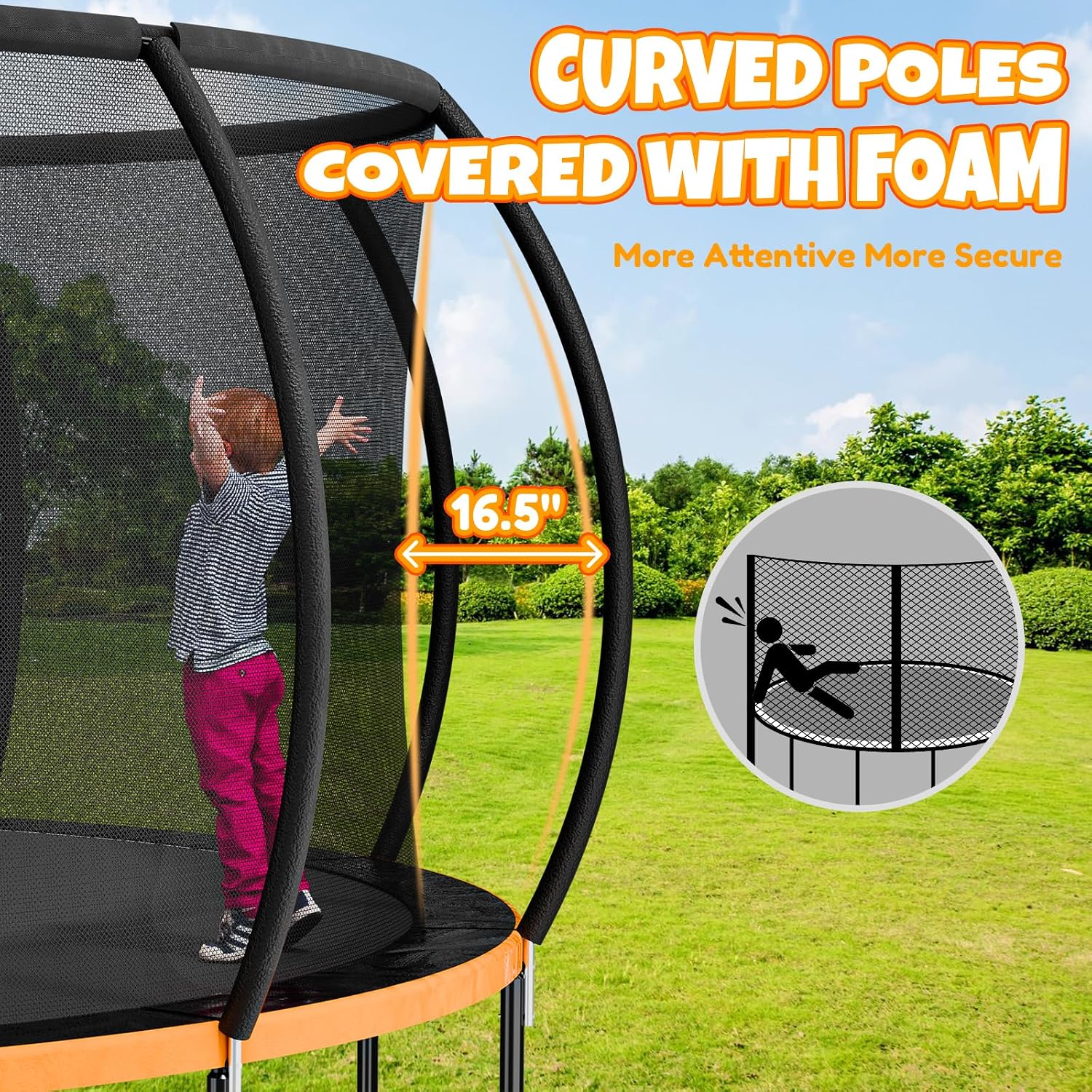 Kiivakii Trampoline 12 14 16FT, Outdoor Big Trampolines for Kids and Adults, Recreational Trampolines with Basketball Hoop and Stakes, Big Round Trampoline with Sprinkler for Backyard - Image 3