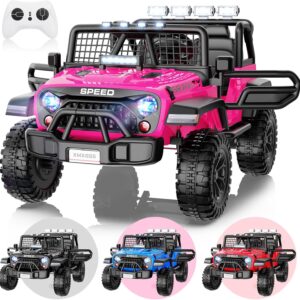 Hikole 24V 2 Seater Ride On Car for Big Kids, All-Terrain Power Wheels with Parent Remote & Soft Start, Bluetooth, 20″ Seat, 3 Speeds, Music, Birthday Gift for Girls Boys 3-8 Pink
