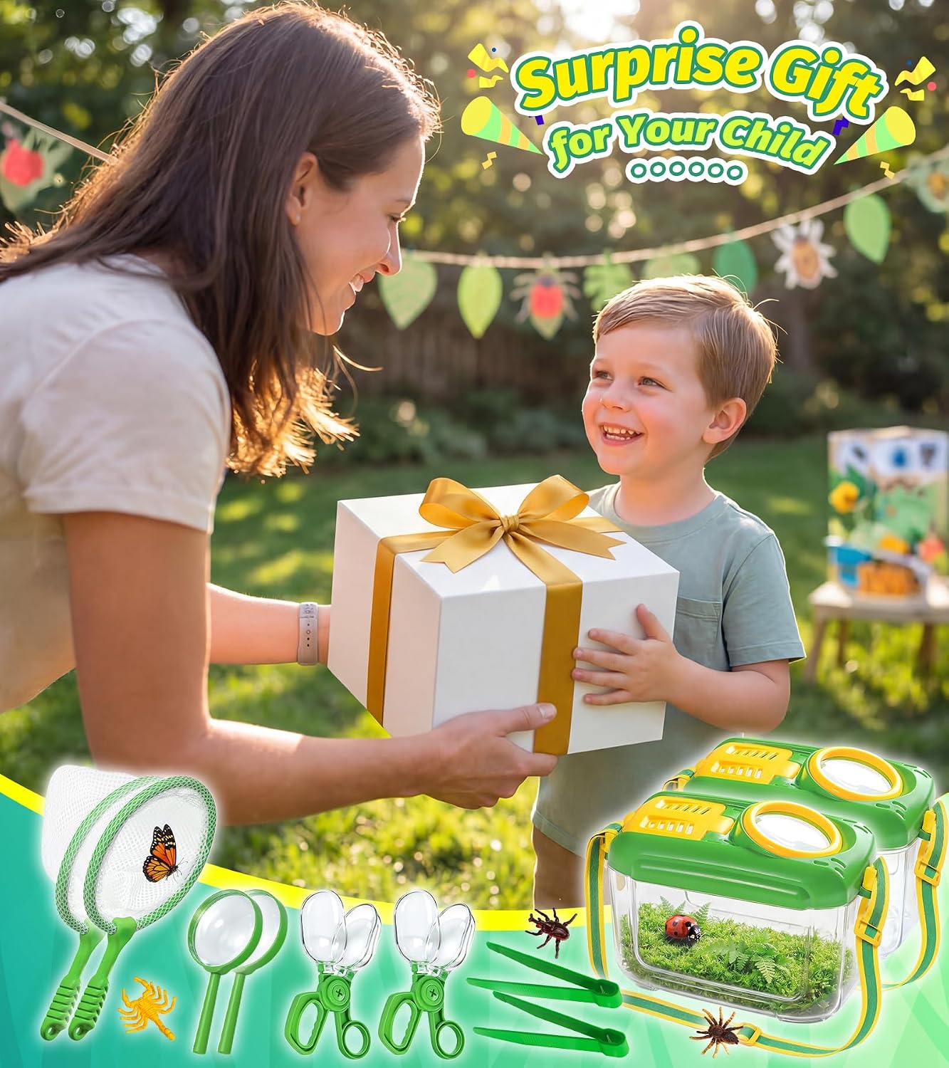 Bug Catcher for Kids, 22 PCS Bug Catching Kit with Bug Collector Toy Bugs Butterfly Net Magnifying Glass Insect Catcher Tweezers, Outdoor Explorer Kit for Kids Age 3 4 5 6 7 8 - Image 8