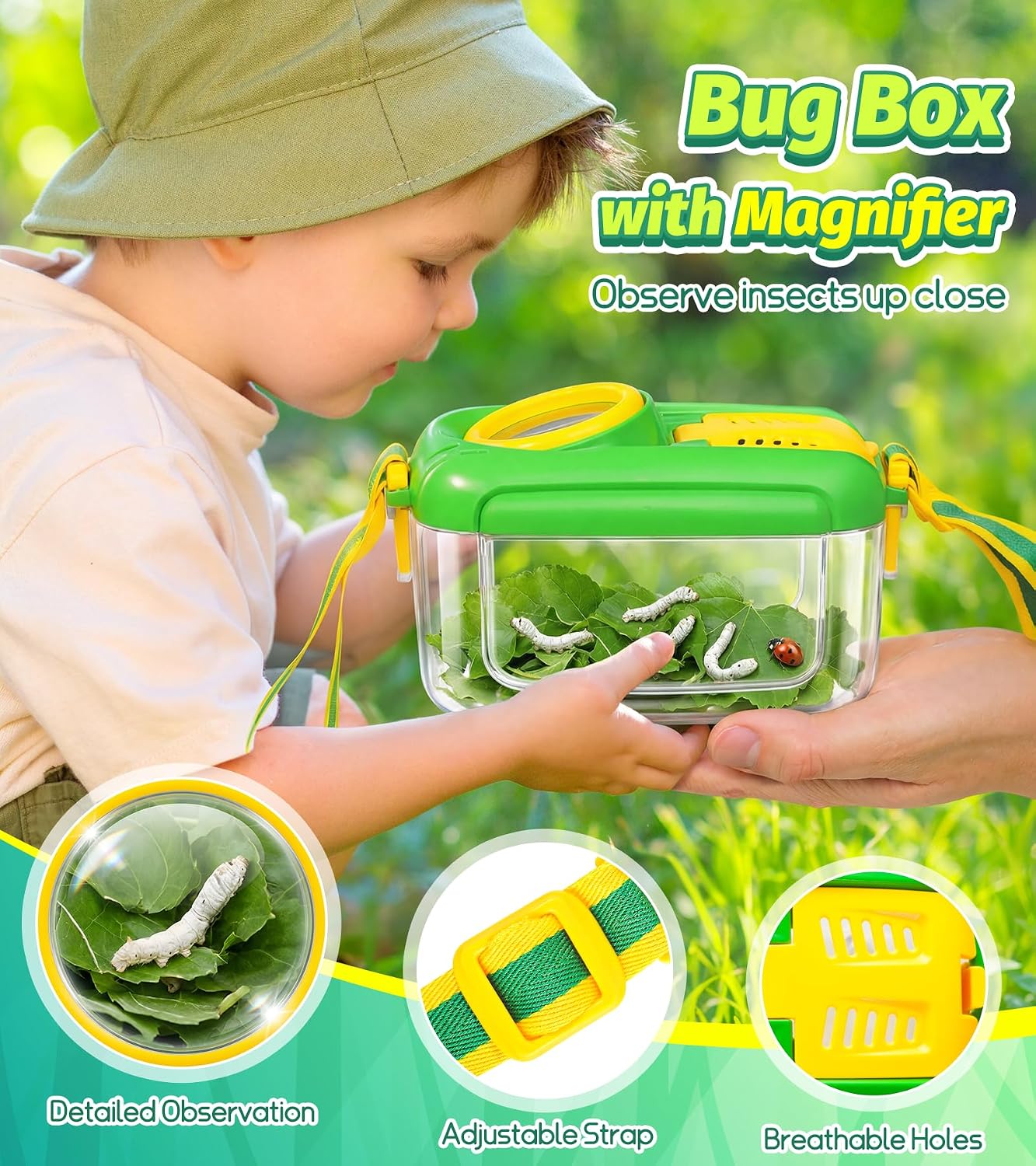 Bug Catcher for Kids, 22 PCS Bug Catching Kit with Bug Collector Toy Bugs Butterfly Net Magnifying Glass Insect Catcher Tweezers, Outdoor Explorer Kit for Kids Age 3 4 5 6 7 8 - Image 3