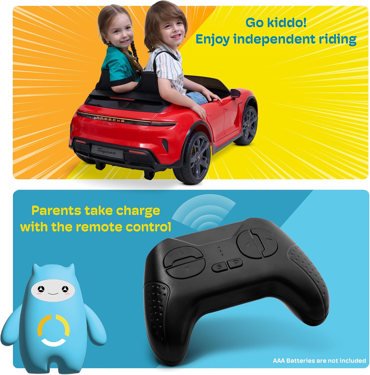 Kidzone 2 Seater Ride on Car for Kids Ages 37-96 Months, 12V Battery Powered Electric Sports Car Toy with Parent Remote Control, LED Headlights, FM & Bluetooth, Dual Driving Modes, Pink - Image 6