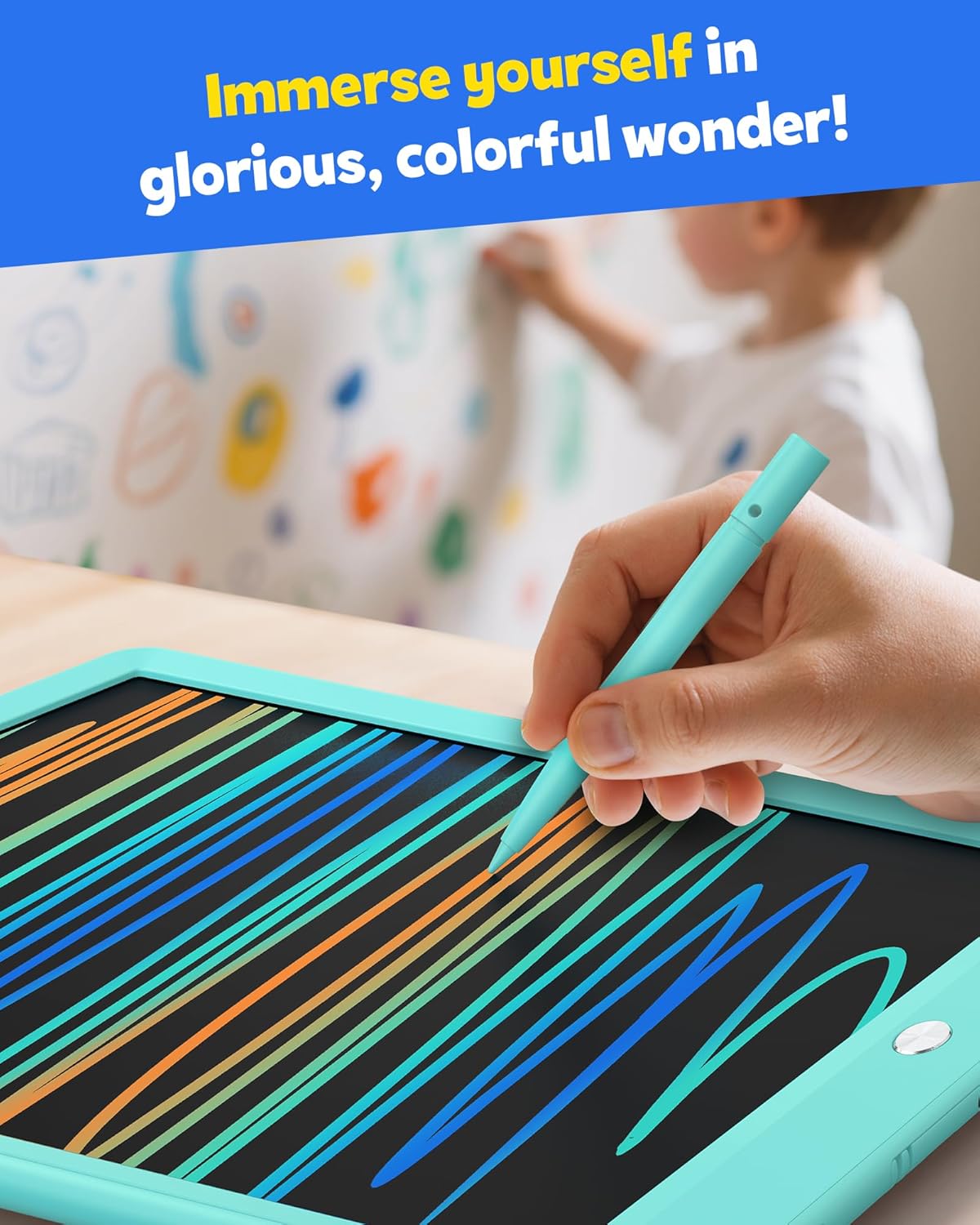 TEKFUN LCD Writing Tablet for Kids, 10-inch Coloring Drawing Pad, Mess Free Doodle Board, Airplane Travel Toys for Boys and Toddlers, Gifts for 3 4 5 6 7 8 Year Old Girls(Green) - Image 6
