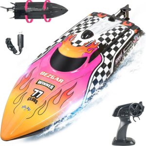 BEZGAR RC Boat, 12 inch Remote Control Boat for Kids and Adults, 25 KPH Fast RC Speed Boats with 2 Batteries, Ideal Waterproof Toy for Pool & Lake – TX136