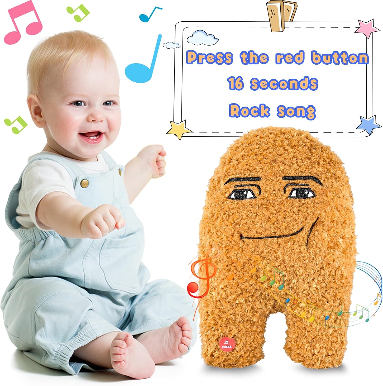 Plush Toy,9.8 in Singing Cotton Eye Joe Plush Funny Chicken Nugget Pillow Toys for Fans-Meme Plush - Image 4