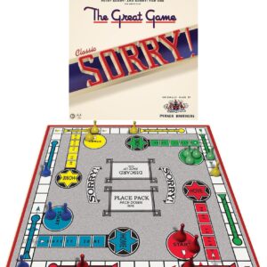 Classic Sorry Board Game with Retro Artwork by Winning Moves Games USA | Family Favorite for Over 100 Years, 1-4 Players, Ages 6+, Retro Components