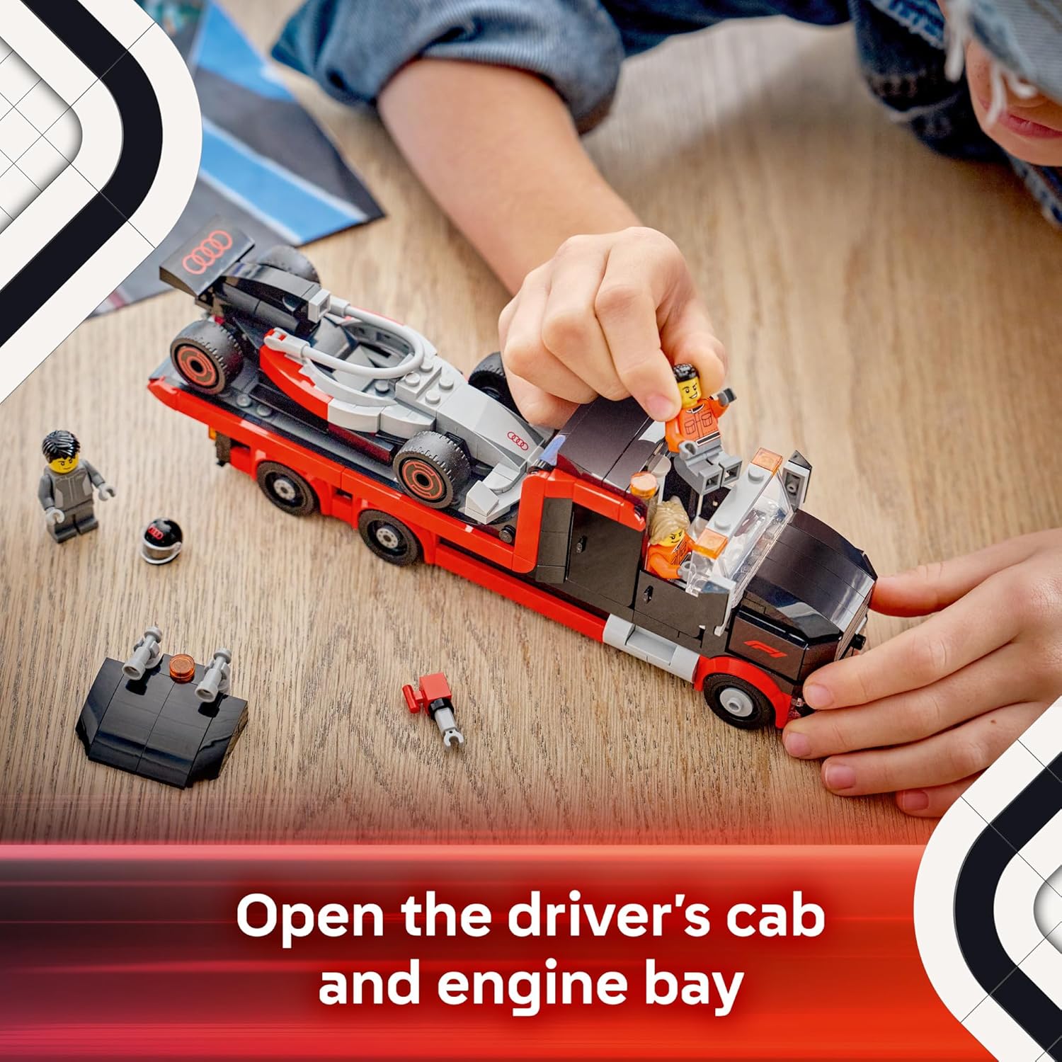 LEGO City F1 Display Truck with Audi F1 Race Car - Building Toy for Boys & Girls, Ages 7+ - F1 Car Toy for Pretend Play - Gift for Birthdays - 60493 - Image 4