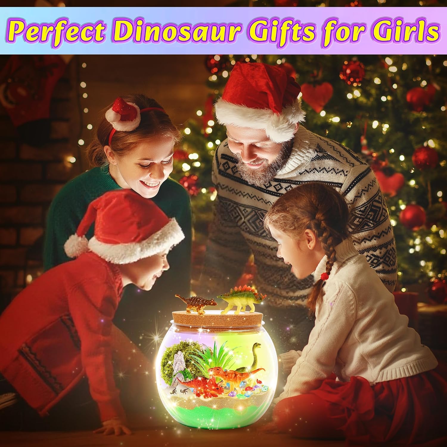 Gifmore Dinosaur Light Up Terrarium Kit for Boys Ages 4-12, DIY Dinosaur Crafts Toy Set, Birthday Presents for Kids Boys - Image 4