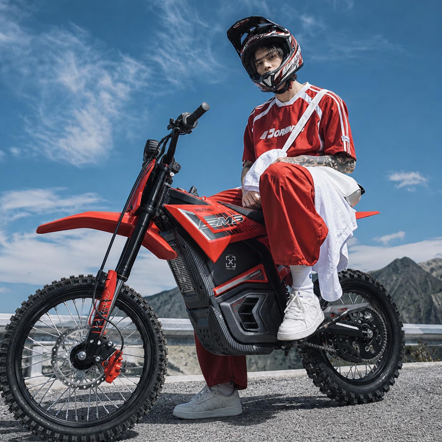 EM5 Electric Dirt Bike w/Light & Display, Off-Road Motorcycle 3840W 3 Speed Modes (Max 40MPH) 48V Range 53MI,14"/12" Tires,Dual Suspension & Hydraulic Brakes Fit Age 13+ - Image 9