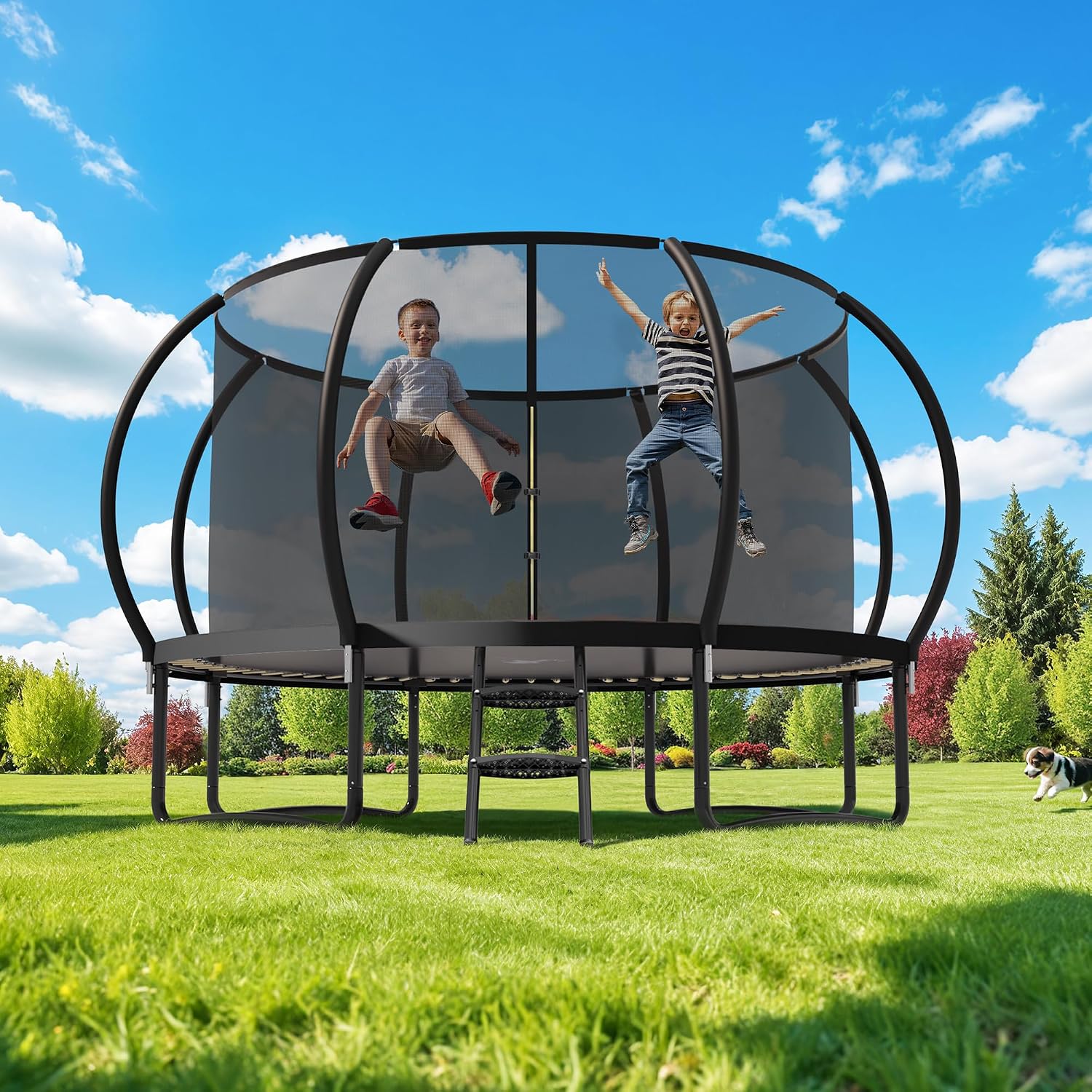 Trampoline Outdoor, 10 FT Trampolines with Enclosure Net and Ladder,Round Recreational Trampoline for Kids and Adults with ASTM Approval, Anti-Rust Coated Frame, Thickened Spring Mat - Image 6