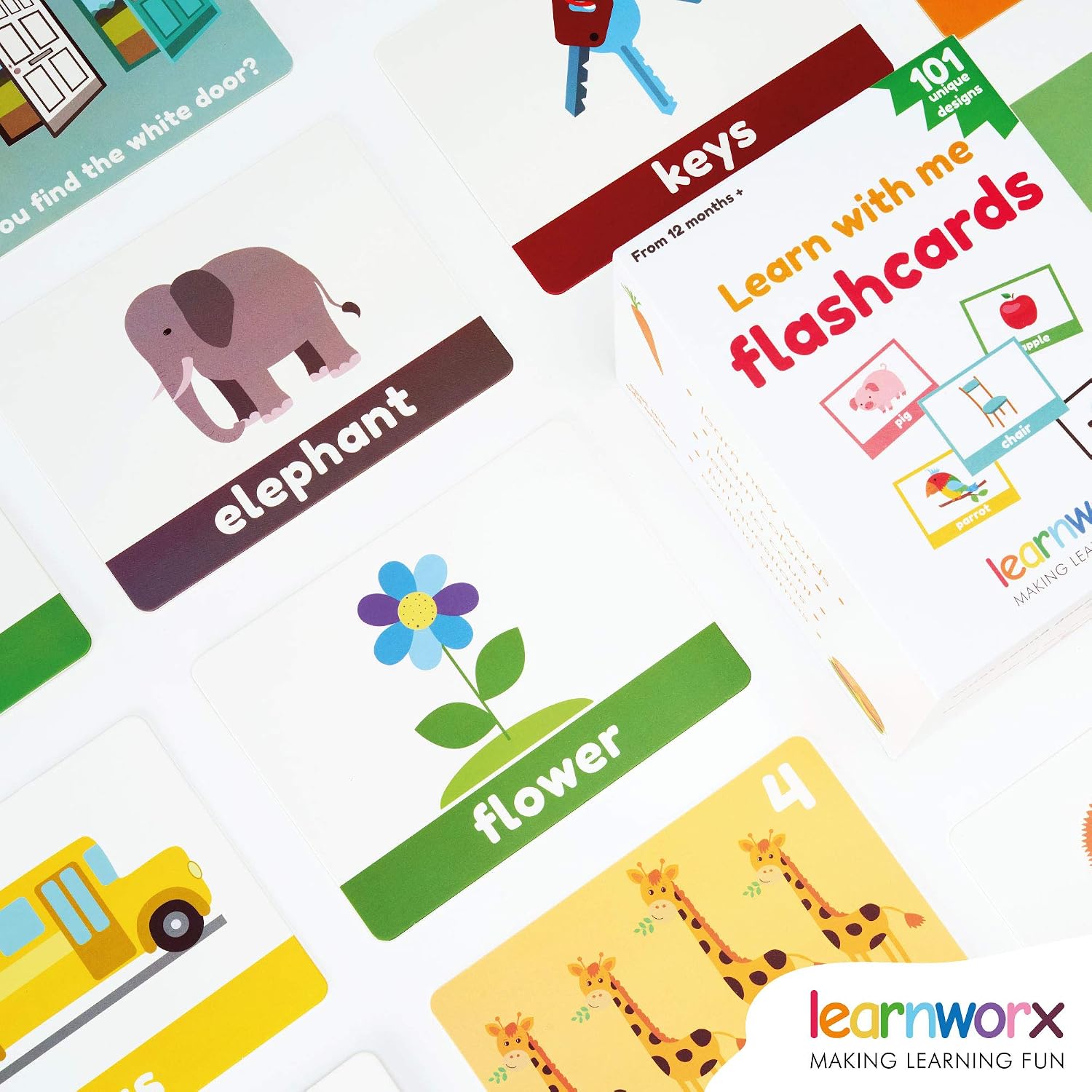 LearnWorx 101 Baby Flash Cards for Toddlers 1-3 | Award Winning First Words Toddler Flash Cards | Speech Toys Help Learn Objects, Numbers & Play Games - Big Toddler Learning Flashcards Preschool Kids - Image 8