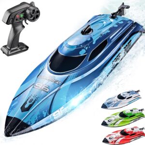 BEZGAR RC Boat, 12 inch Remote Control Boat for Kids and Adults, 25 KPH Fast RC Speed Boats with 700mAh Battery, Ideal Waterproof Toy for Lakes & Pools – TX126 Blue
